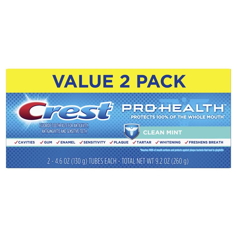 Crest Pro-Health Clean Mint Toothpaste, 4.6oz, Twin Pack
