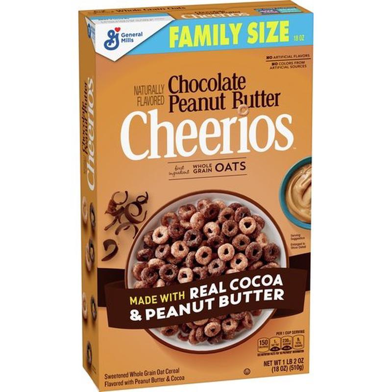 Chocolate Peanut Butter Cheerios Breakfast Cereal, Family Size, 18 OZ