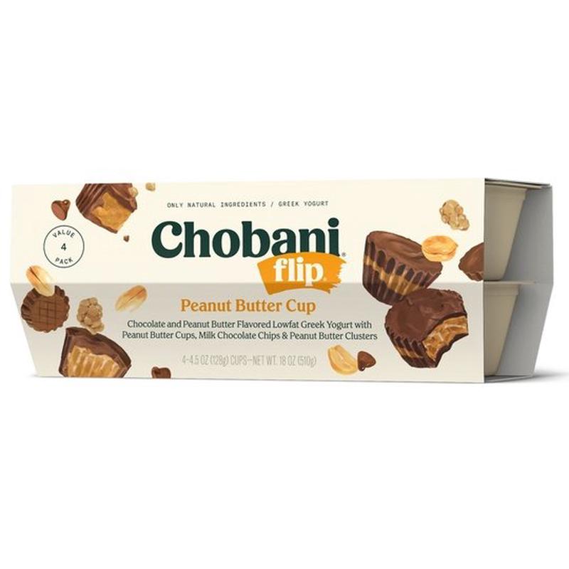 Chobani Flip Low-Fat Greek Yogurt, Peanut Butter Cup 4.5oz 4-pack