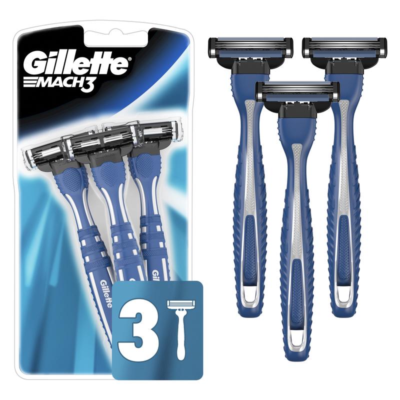 Gillette Mach3 Mens Disposable Razors, 3 Count, Blue