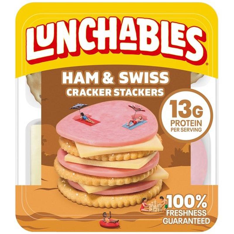 Lunchables Ham and Swiss Cracker Stackers, 3.2 oz Tray