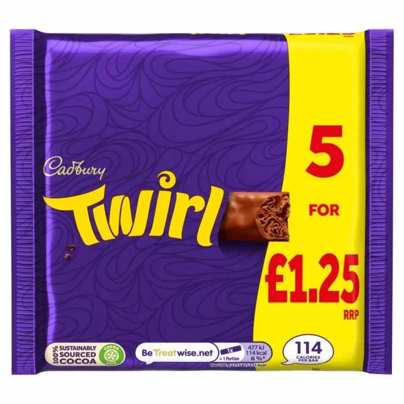 Cadburys Twirl Chocolate Bar 5 Pack (107g)