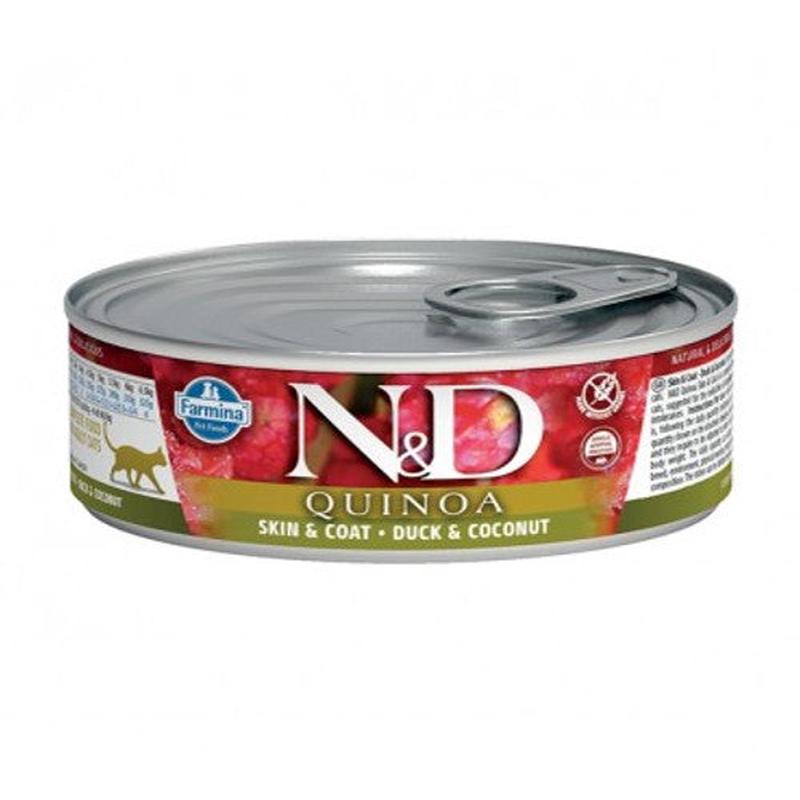 Farmina Natural & Delicious QUINOA CAT- SKIN & COAT – DUCK & COCONUT 24/2.8 oz. CAT Cans