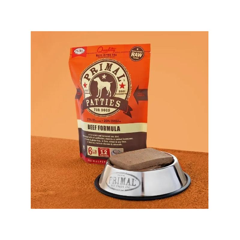 Primal Dog Raw Frozen Beef Patties 6lb