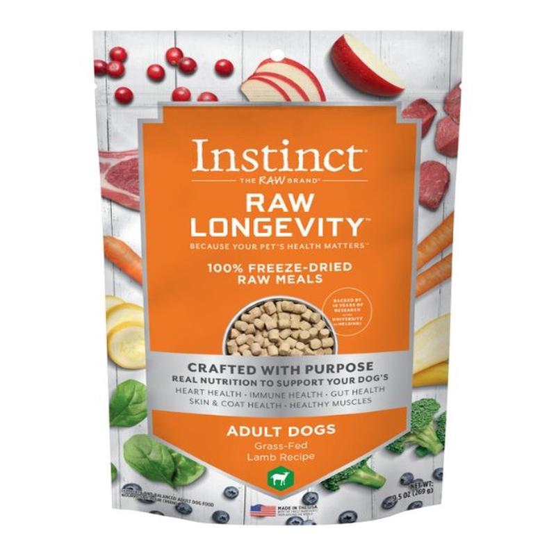 Instinct Raw Longevity 100% Freeze-Dried Raw Meals Grass-Fed Lamb Recipe for Dogs