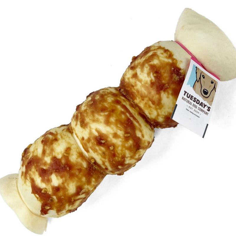 Beef Cheek Roll Chicken Basted 10-12\" Large Dog Treat