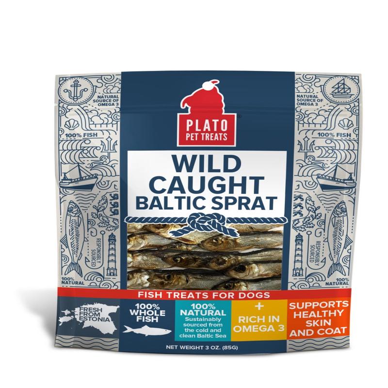 Plato Wild Caught Baltic Sprat Fish Dog Treats, 3oz
