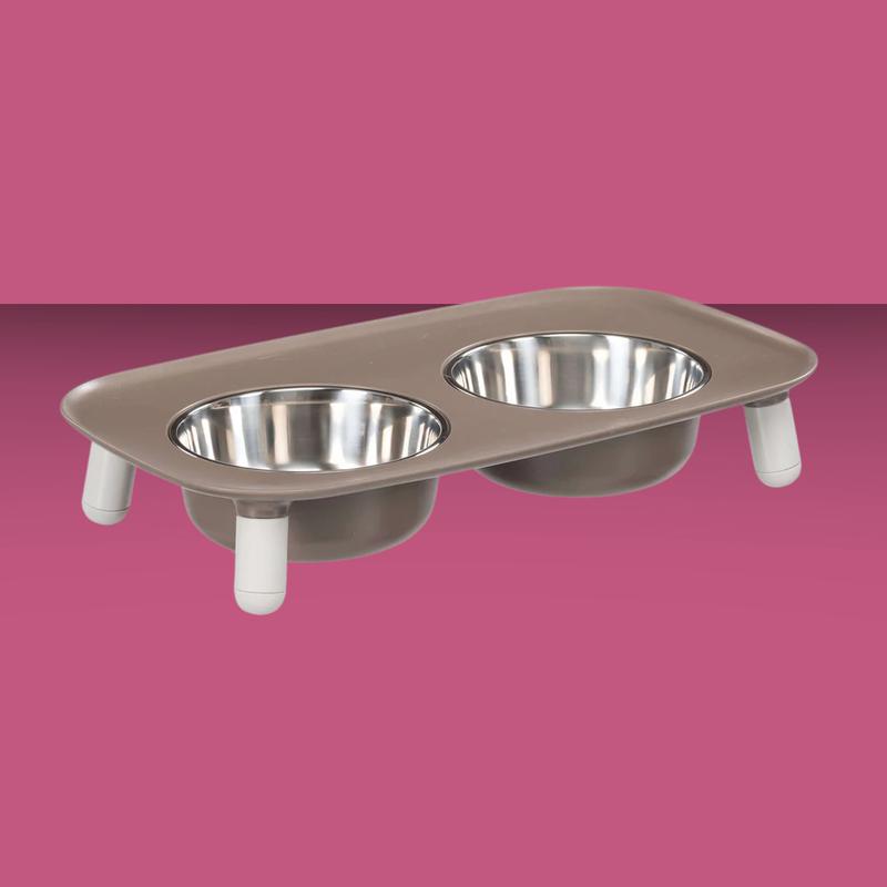Messy Mutts Elevated Feeder Grey