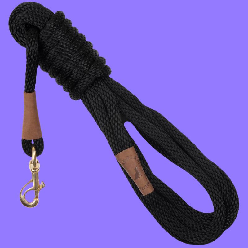 Mendota Long Small Snap Leash 3/8\" Black 15\'