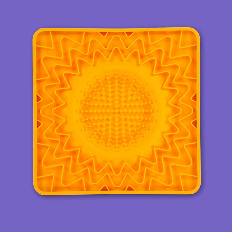 Messy Mutts Framed Lick Bowl Mat 10x10 Orange