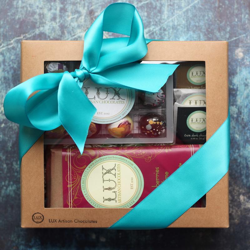 Twelve Piece Bonbon or Sea Salt Caramels, Artisanal Bars, and Chocolate Squares Gift Box