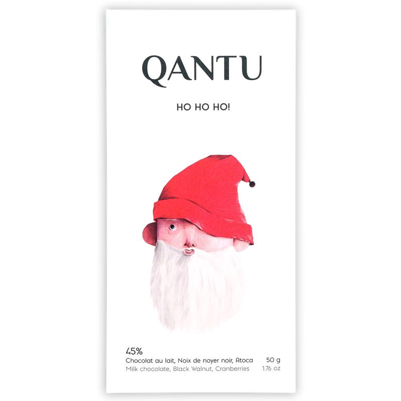 Qantu Ho Ho Ho! Milk Chocolate 45% w/ Black Walnut & Cranberries (Seasonal)
