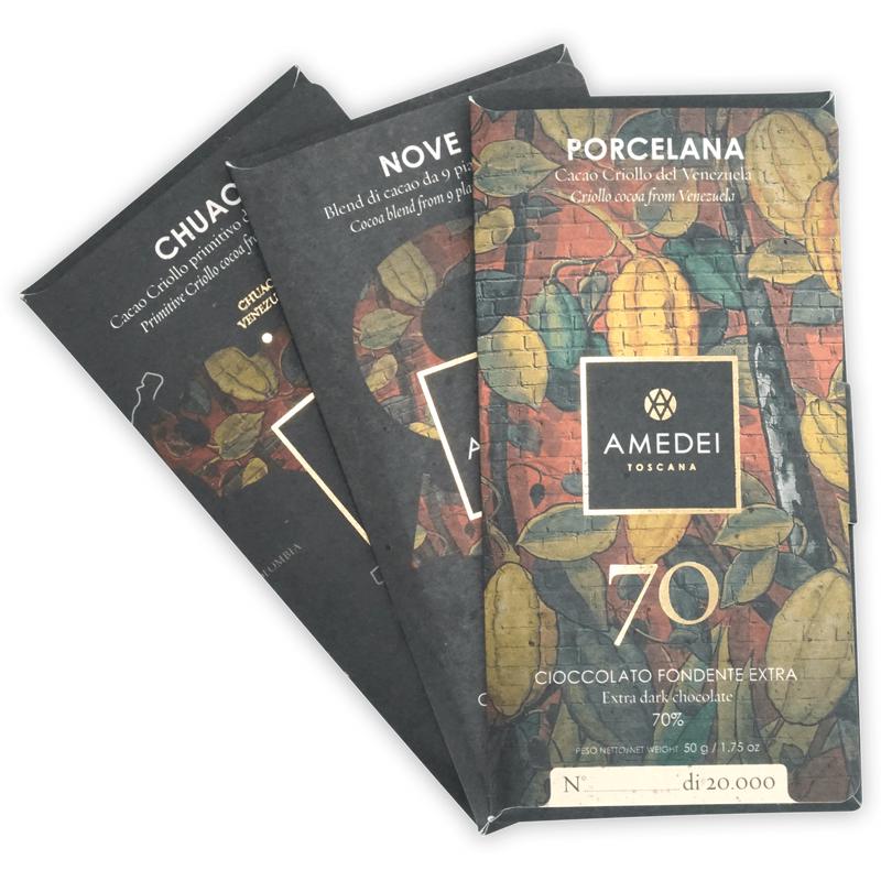 Amedei Chocolate Bar Bundle - Porcelana, Chuao and Signature 9 (3-pack)