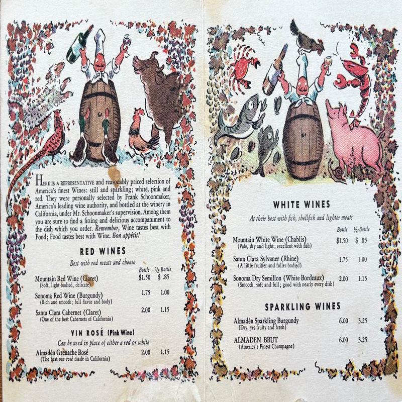 Caesar\'s Restaurant. Wine List