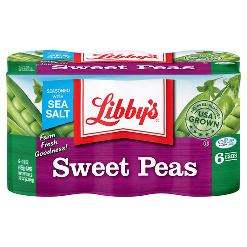 (6 Cans) Libby\'s Canned Sweet Peas, 15 oz
