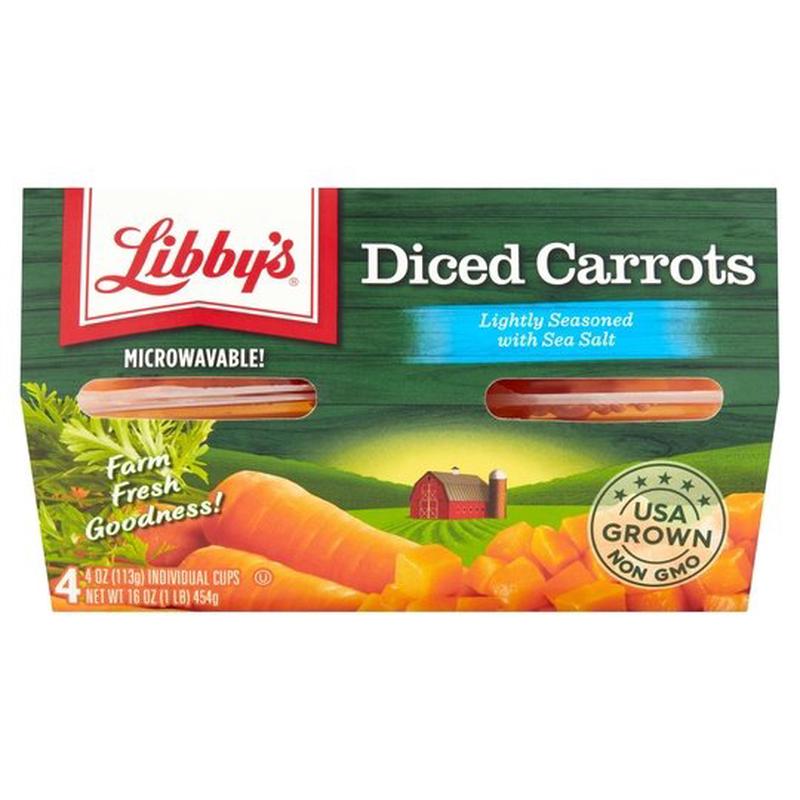 (4 Count) Libby\'s Diced Carrots, Canned Vegetables, 4 oz
